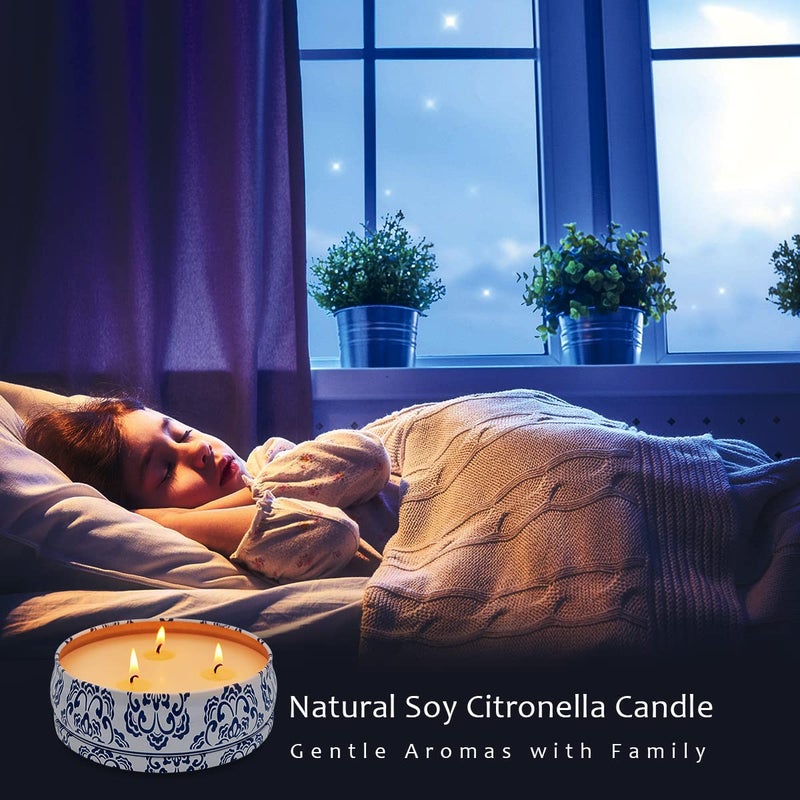 NIKY 3 Packs Large Citronella Candles Outdoor and Indoor, 13.5oz 3-Wick Soy Wax Portable Travel Tin Candle for Home Garden Patio Yard Balcony and Summer Gift - Image 3